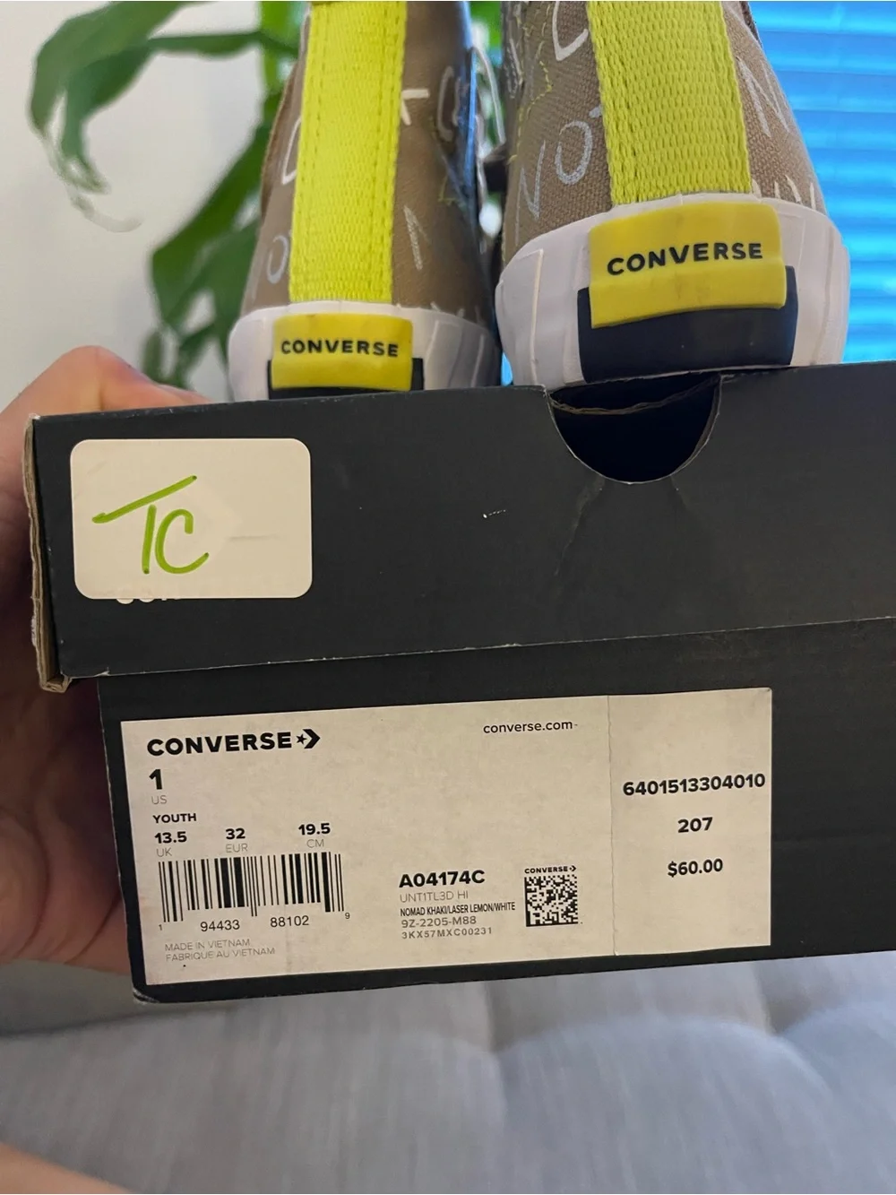 Converse UNT1TL3D Hi 'Not a Chuck High-Top Canvas Khaki Neon Accents
